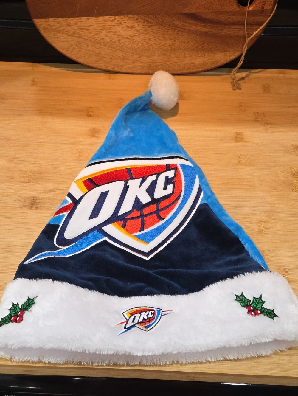 OKC Thunder Blue Holiday Pom Hat.